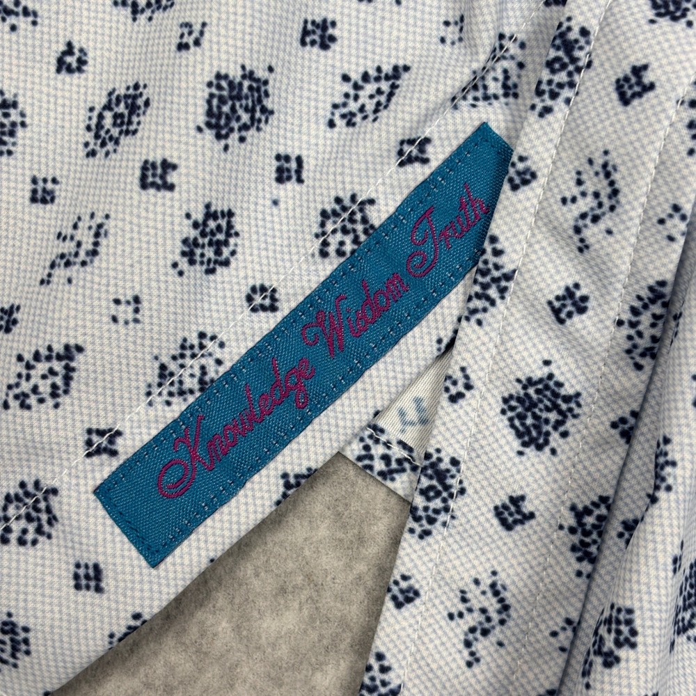 Robert Graham Shirt Mens L Classic Fit Blue White Geometric Medallion Stretch - Picture 9 of 10